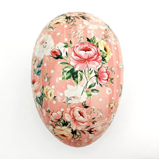 6" Pink Rose Collage Papier Mache Easter Egg Container ~ Germany